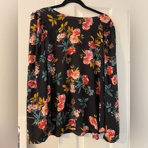 LOFT Floral Black Blouse